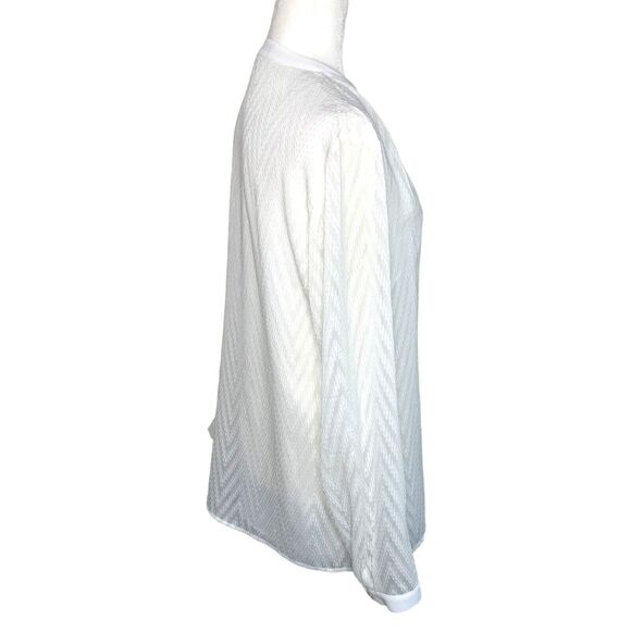 Coldwater Creek Blouse V-Neck Long Sleeve Button Down Sheer Cream Size Medium - Picture 4 of 7